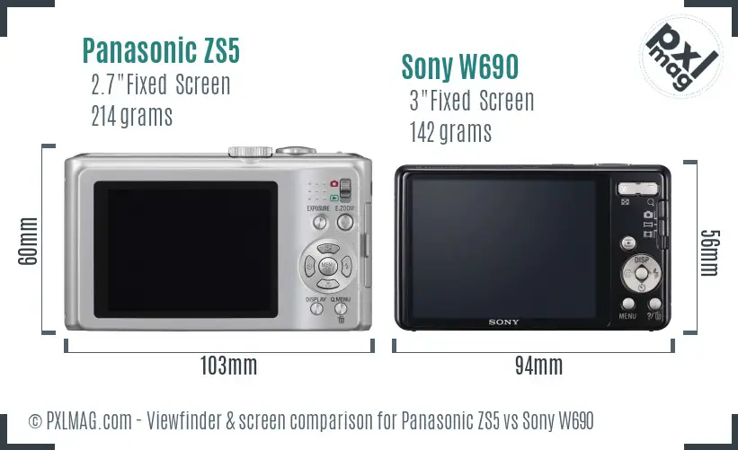 Panasonic ZS5 vs Sony W690 Screen and Viewfinder comparison Panasonic ZS5 vs Sony W690 Screen and Viewfinder comparison