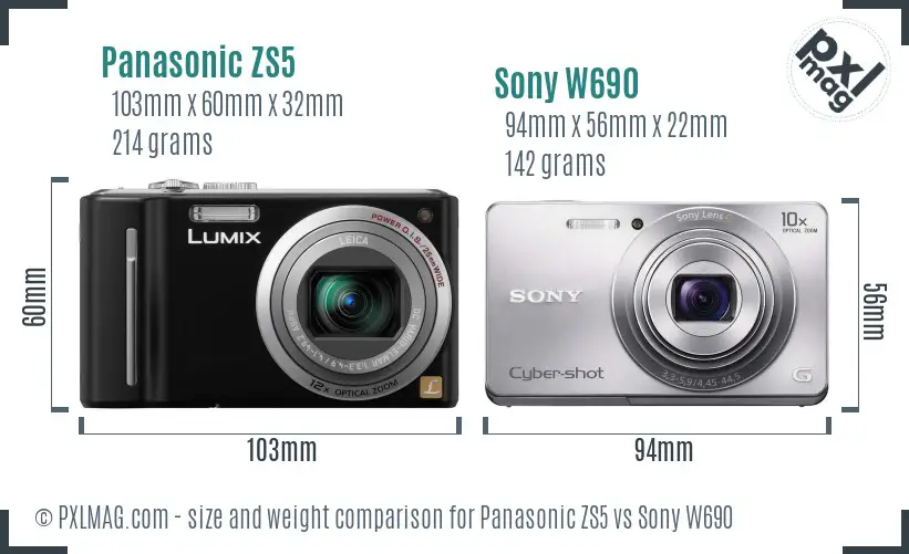 Panasonic ZS5 vs Sony W690 size comparison Panasonic ZS5 vs Sony W690 size comparison