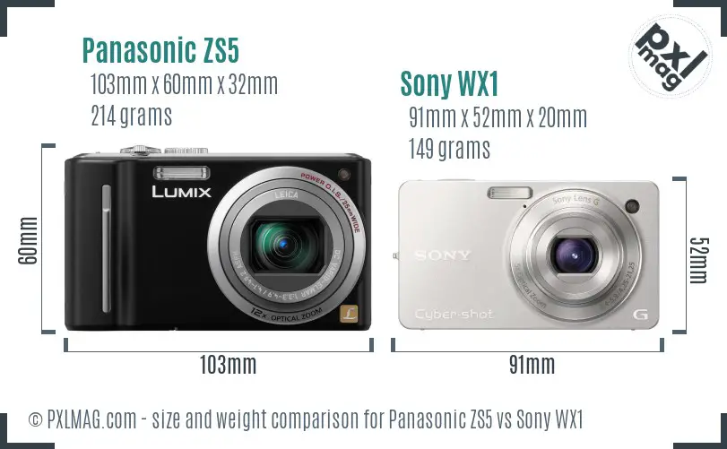 Panasonic ZS5 vs Sony WX1 size comparison