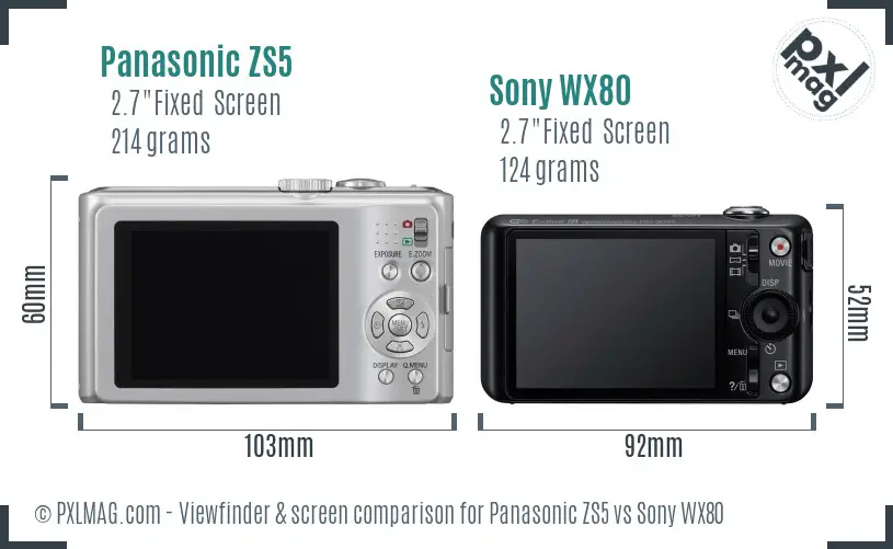 Panasonic ZS5 vs Sony WX80 Screen and Viewfinder comparison Panasonic ZS5 vs Sony WX80 Screen and Viewfinder comparison
