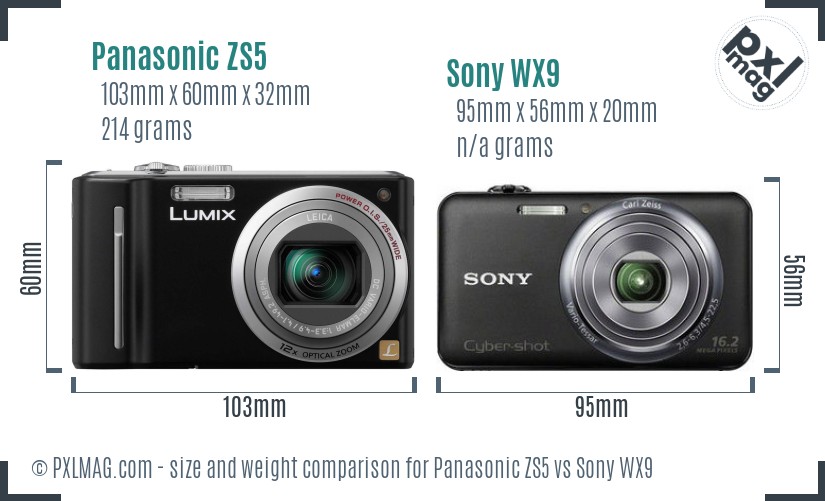 Panasonic ZS5 vs Sony WX9 size comparison Panasonic ZS5 vs Sony WX9 size comparison