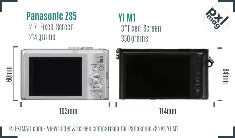 Panasonic ZS5 vs YI M1 Screen and Viewfinder comparison