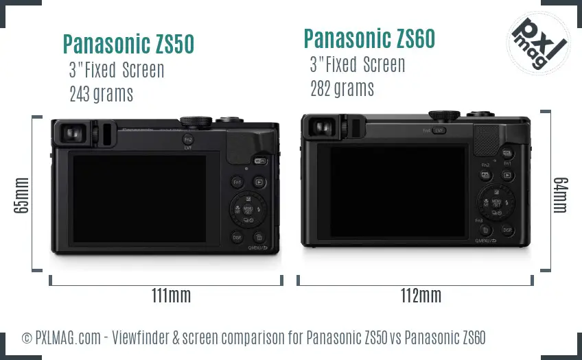 Panasonic ZS50 vs Panasonic ZS60 Screen and Viewfinder comparison