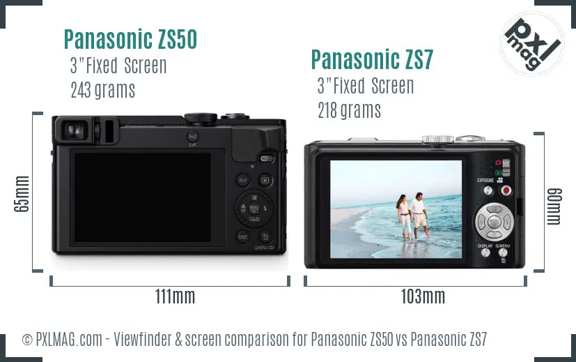 Panasonic ZS50 vs Panasonic ZS7 Screen and Viewfinder comparison