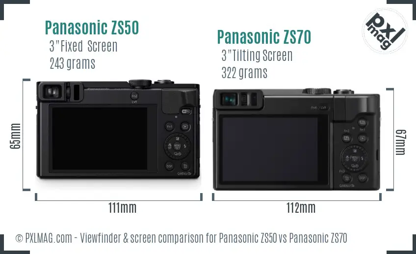 Panasonic ZS50 vs Panasonic ZS70 Screen and Viewfinder comparison