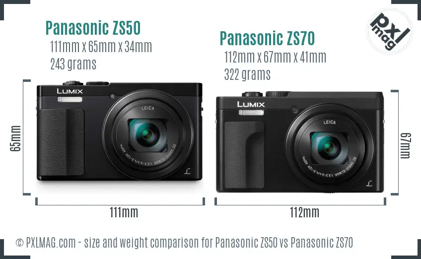 Panasonic ZS50 vs Panasonic ZS70 size comparison