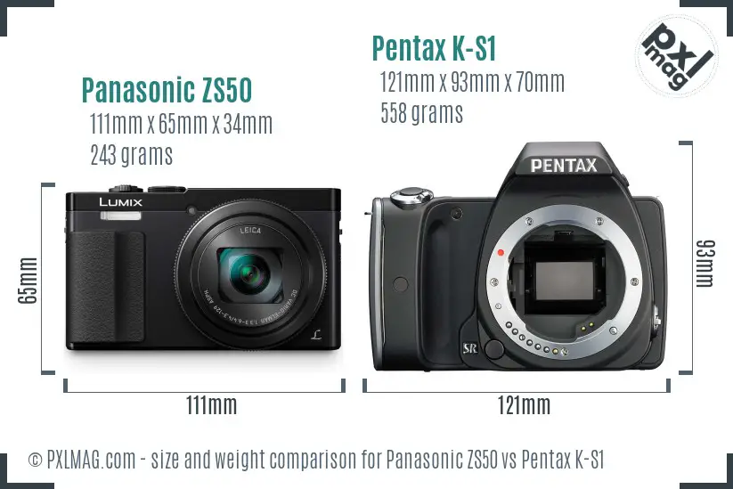 Panasonic ZS50 vs Pentax K-S1 size comparison