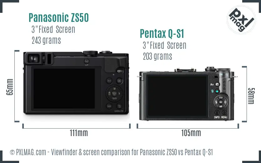 Panasonic ZS50 vs Pentax Q-S1 Screen and Viewfinder comparison