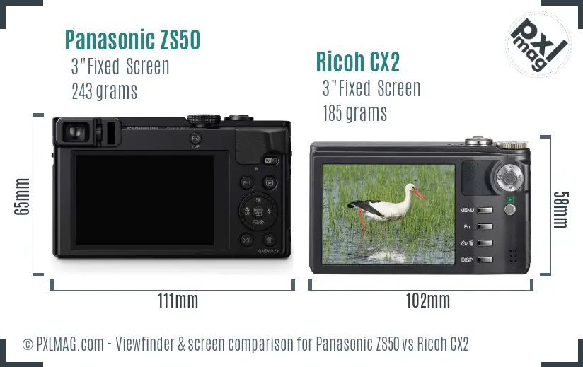 Panasonic ZS50 vs Ricoh CX2 Screen and Viewfinder comparison Panasonic ZS50 vs Ricoh CX2 Screen and Viewfinder comparison