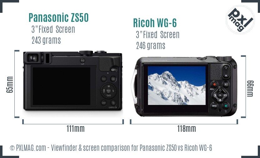 Panasonic ZS50 vs Ricoh WG-6 Screen and Viewfinder comparison