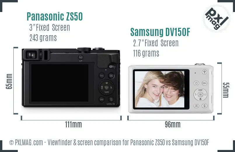 Panasonic ZS50 vs Samsung DV150F Screen and Viewfinder comparison Panasonic ZS50 vs Samsung DV150F Screen and Viewfinder comparison