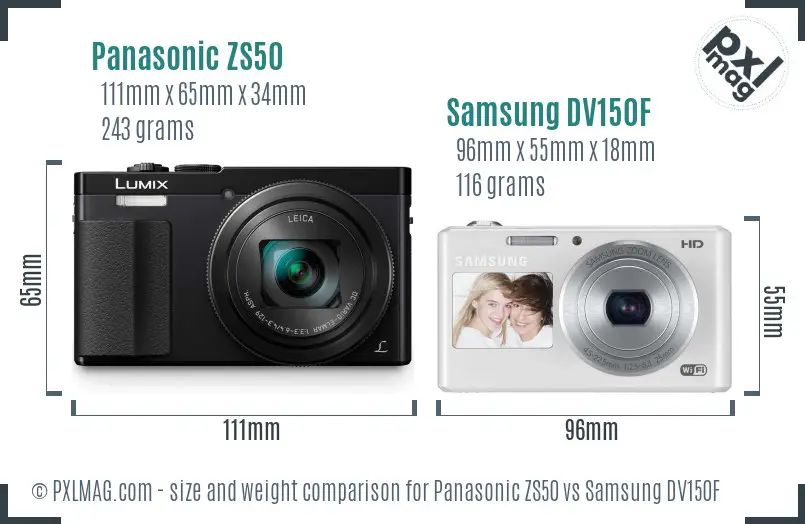 Panasonic ZS50 vs Samsung DV150F size comparison Panasonic ZS50 vs Samsung DV150F size comparison