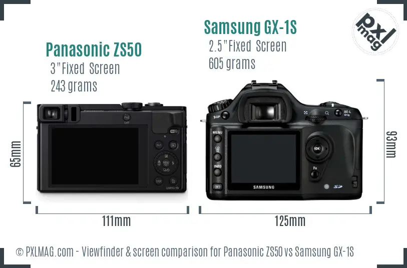 Panasonic ZS50 vs Samsung GX-1S Screen and Viewfinder comparison Panasonic ZS50 vs Samsung GX-1S Screen and Viewfinder comparison