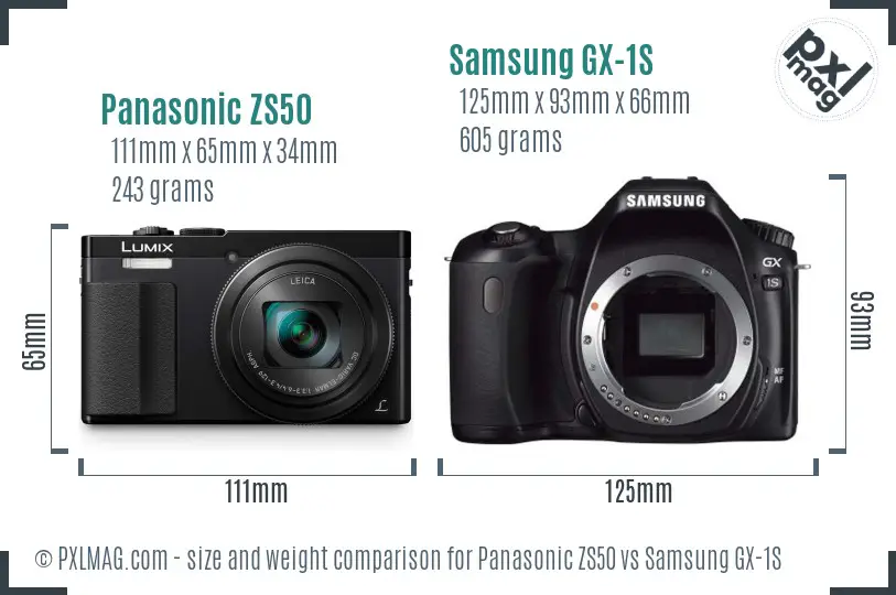Panasonic ZS50 vs Samsung GX-1S size comparison Panasonic ZS50 vs Samsung GX-1S size comparison