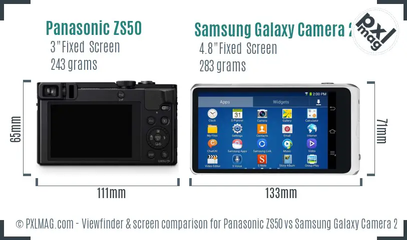Panasonic ZS50 vs Samsung Galaxy Camera 2 Screen and Viewfinder comparison Panasonic ZS50 vs Samsung Galaxy Camera 2 Screen and Viewfinder comparison