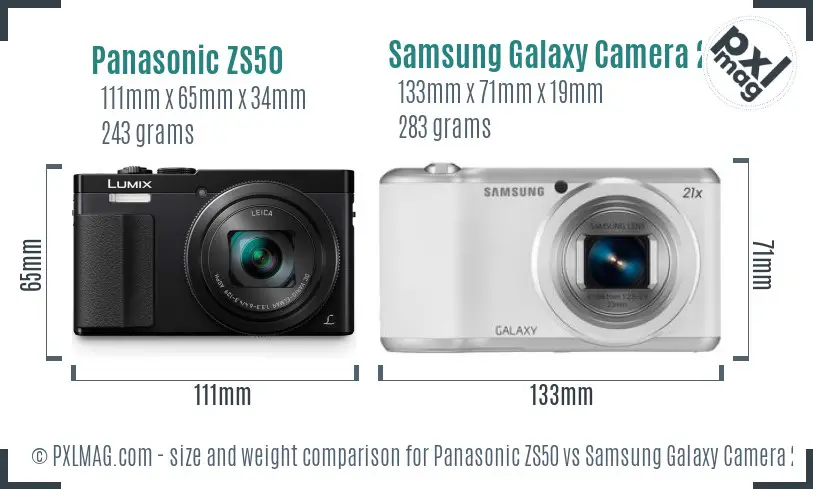 Panasonic ZS50 vs Samsung Galaxy Camera 2 size comparison Panasonic ZS50 vs Samsung Galaxy Camera 2 size comparison