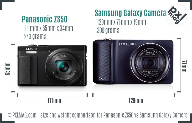 Panasonic ZS50 vs Samsung Galaxy Camera size comparison