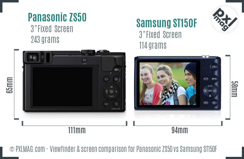 Panasonic ZS50 vs Samsung ST150F Screen and Viewfinder comparison Panasonic ZS50 vs Samsung ST150F Screen and Viewfinder comparison