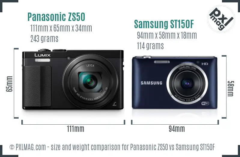Panasonic ZS50 vs Samsung ST150F size comparison Panasonic ZS50 vs Samsung ST150F size comparison