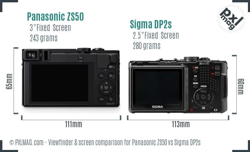 Panasonic ZS50 vs Sigma DP2s Screen and Viewfinder comparison