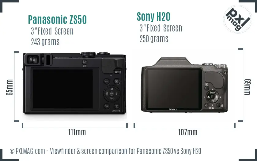 Panasonic ZS50 vs Sony H20 Screen and Viewfinder comparison