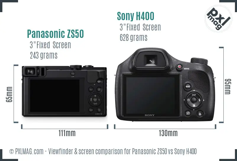 Panasonic ZS50 vs Sony H400 Screen and Viewfinder comparison
