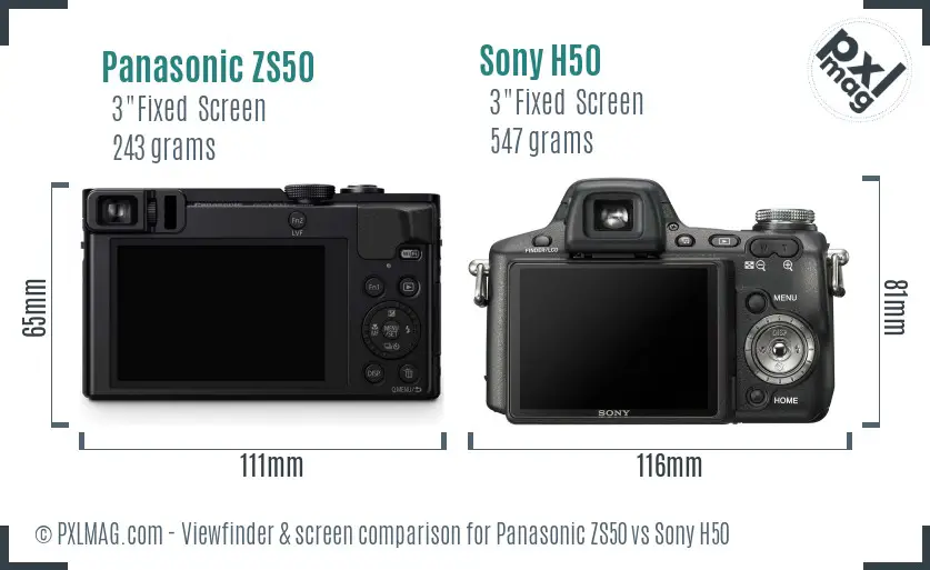 Panasonic ZS50 vs Sony H50 Screen and Viewfinder comparison