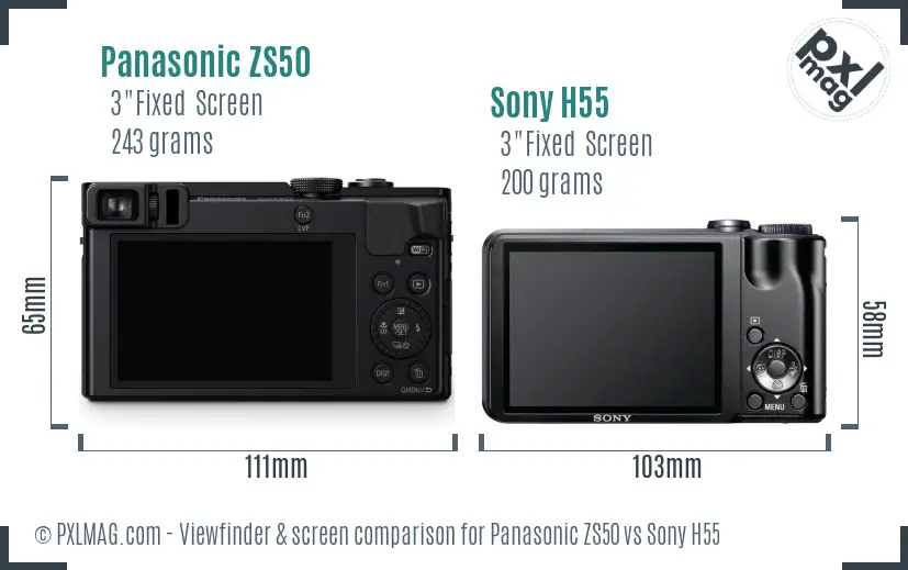 Panasonic ZS50 vs Sony H55 Screen and Viewfinder comparison