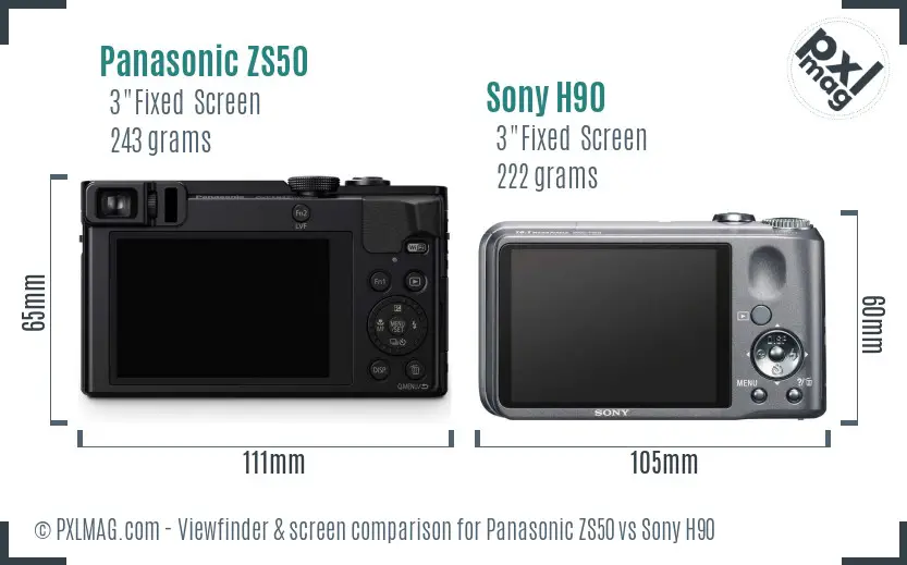 Panasonic ZS50 vs Sony H90 Screen and Viewfinder comparison