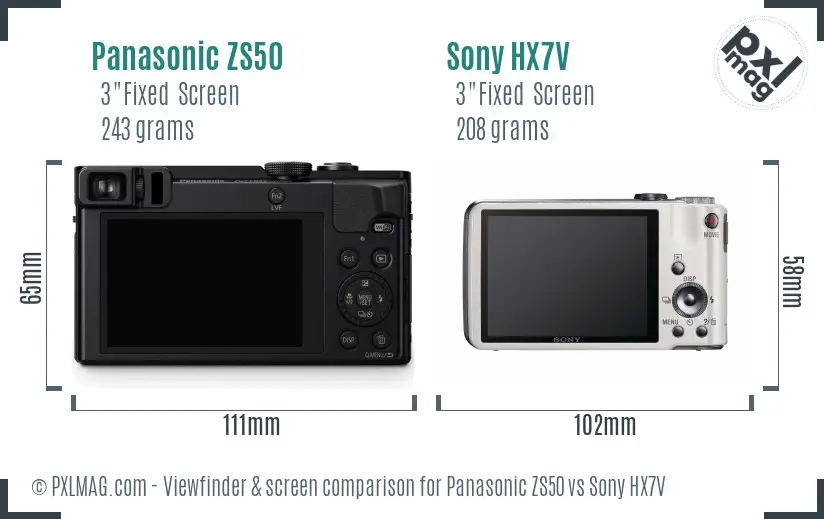 Panasonic ZS50 vs Sony HX7V Screen and Viewfinder comparison