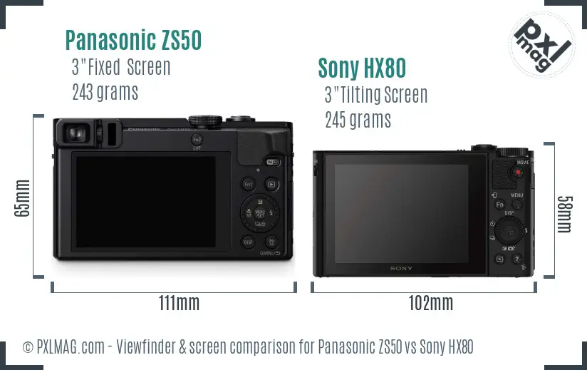 Panasonic ZS50 vs Sony HX80 Screen and Viewfinder comparison
