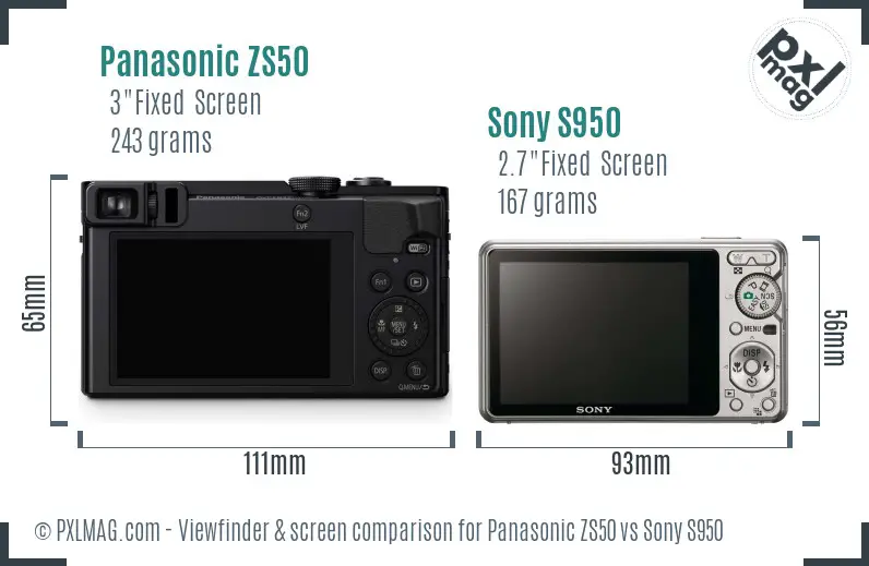 Panasonic ZS50 vs Sony S950 Screen and Viewfinder comparison