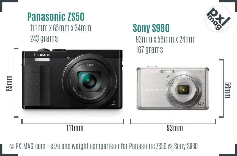 Panasonic ZS50 vs Sony S980 size comparison Panasonic ZS50 vs Sony S980 size comparison