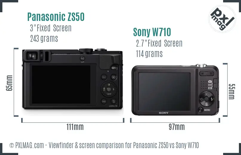 Panasonic ZS50 vs Sony W710 Screen and Viewfinder comparison