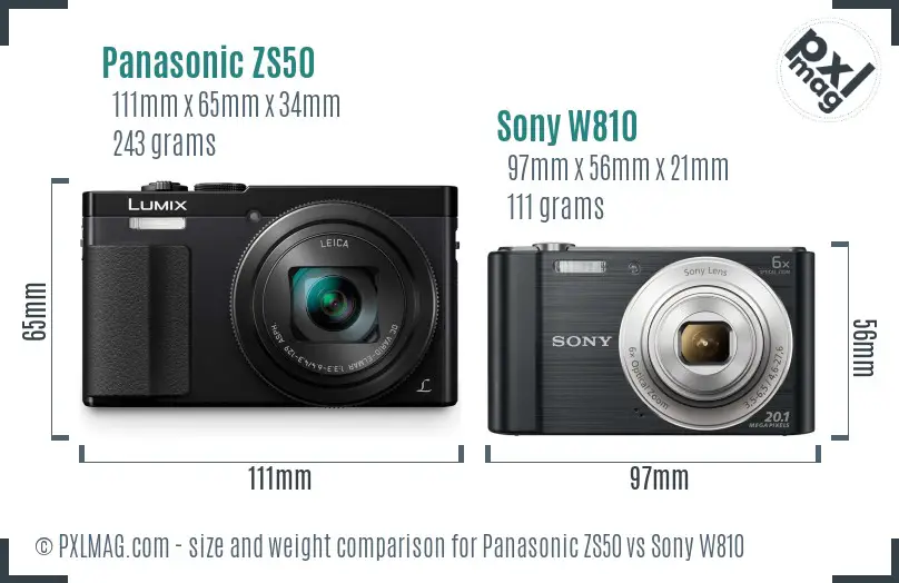 Panasonic ZS50 vs Sony W810 size comparison Panasonic ZS50 vs Sony W810 size comparison