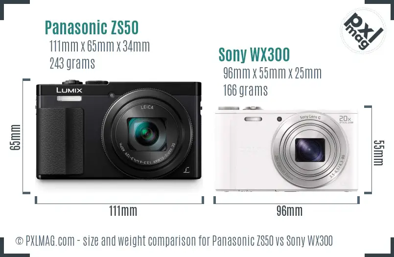 Panasonic ZS50 vs Sony WX300 size comparison Panasonic ZS50 vs Sony WX300 size comparison