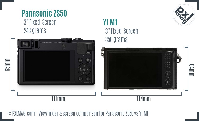 Panasonic ZS50 vs YI M1 Screen and Viewfinder comparison
