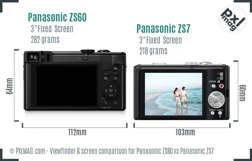 Panasonic ZS60 vs Panasonic ZS7 Screen and Viewfinder comparison