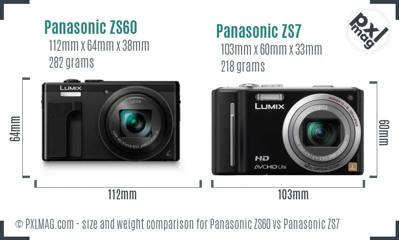 Panasonic ZS60 vs Panasonic ZS7 size comparison