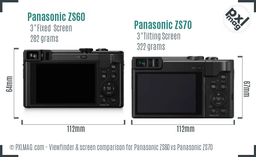 Panasonic ZS60 vs Panasonic ZS70 Screen and Viewfinder comparison