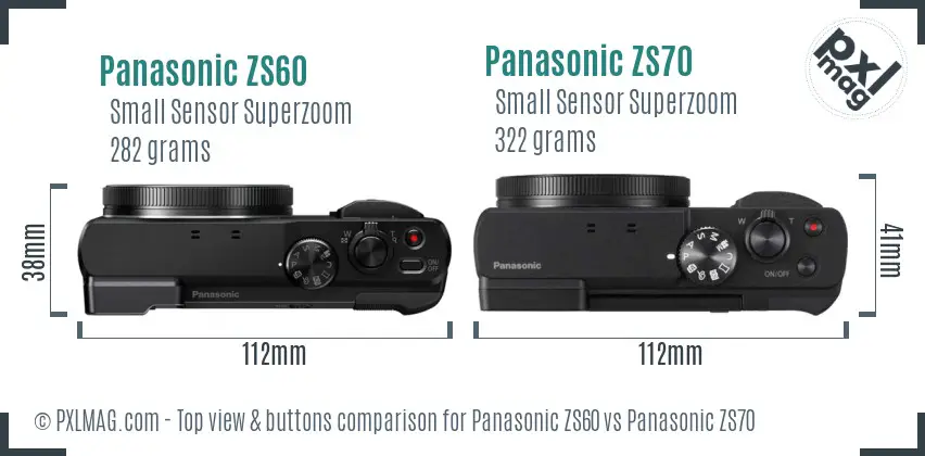 Panasonic ZS60 vs Panasonic ZS70 top view buttons comparison