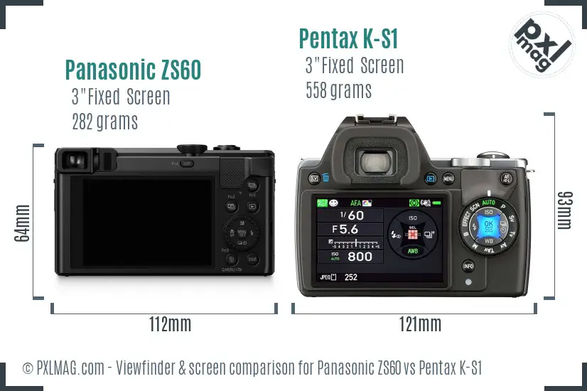 Panasonic ZS60 vs Pentax K-S1 Screen and Viewfinder comparison