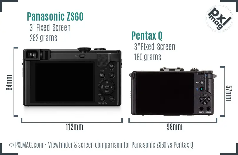 Panasonic ZS60 vs Pentax Q Screen and Viewfinder comparison