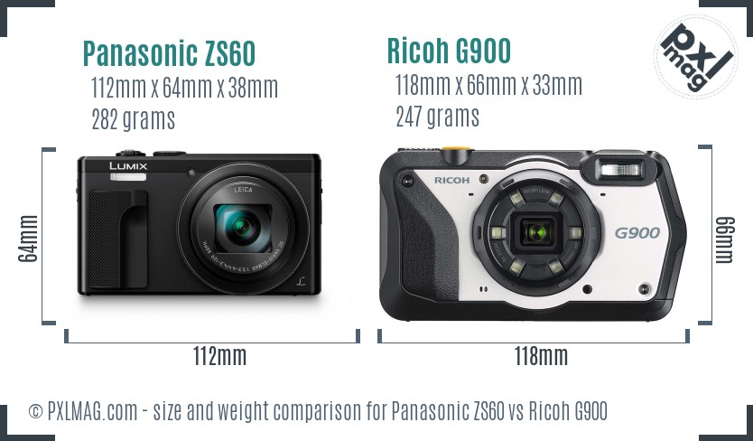 Panasonic ZS60 vs Ricoh G900 size comparison Panasonic ZS60 vs Ricoh G900 size comparison