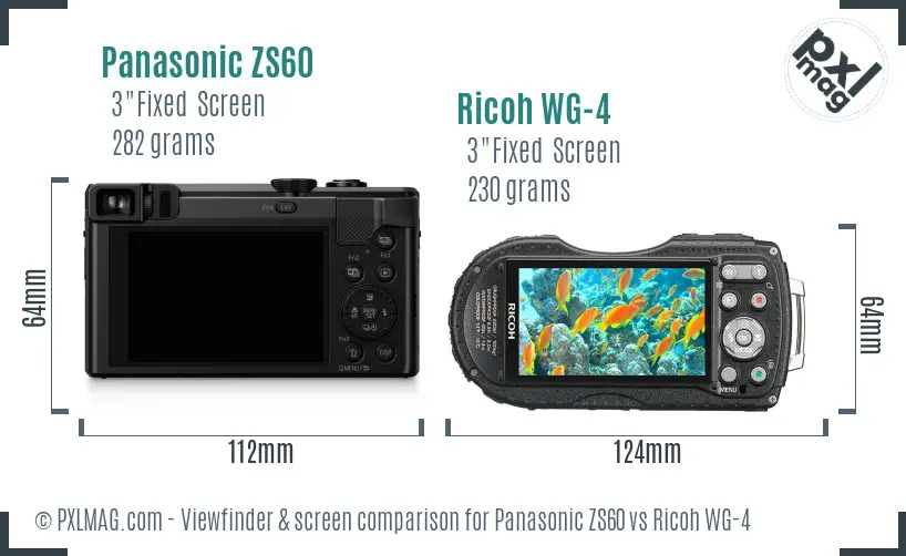 Panasonic ZS60 vs Ricoh WG-4 Screen and Viewfinder comparison