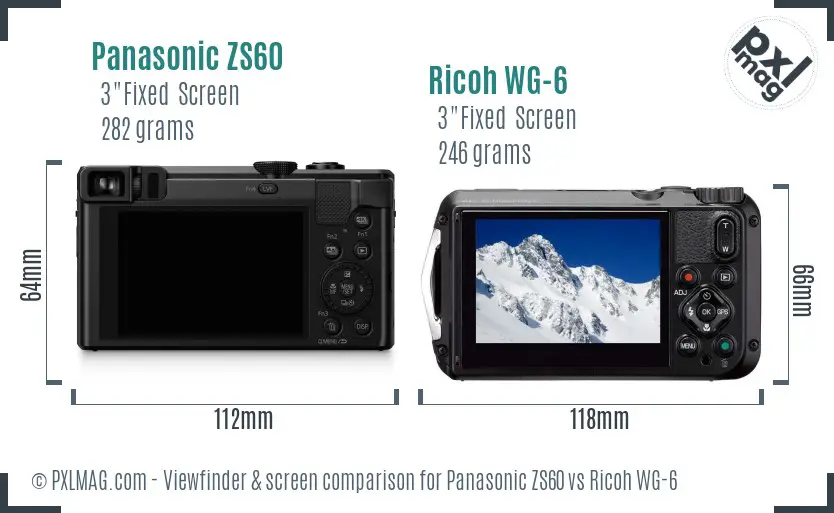 Panasonic ZS60 vs Ricoh WG-6 Screen and Viewfinder comparison