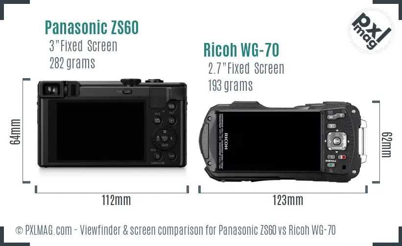 Panasonic ZS60 vs Ricoh WG-70 Screen and Viewfinder comparison