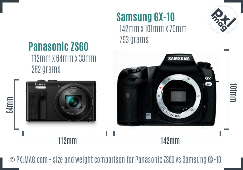 Panasonic ZS60 vs Samsung GX-10 size comparison Panasonic ZS60 vs Samsung GX-10 size comparison