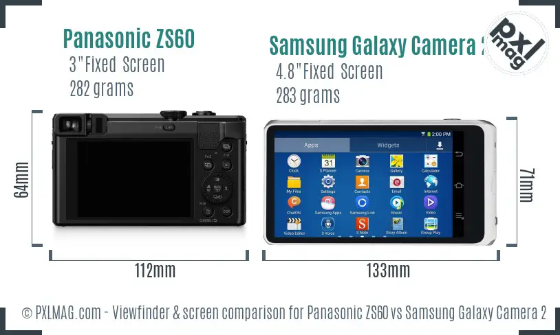 Panasonic ZS60 vs Samsung Galaxy Camera 2 Screen and Viewfinder comparison