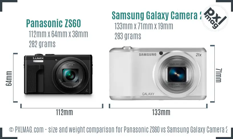Panasonic ZS60 vs Samsung Galaxy Camera 2 size comparison